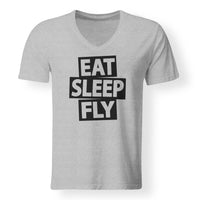 Thumbnail for Eat Sleep Fly Designed V-Neck T-Shirts