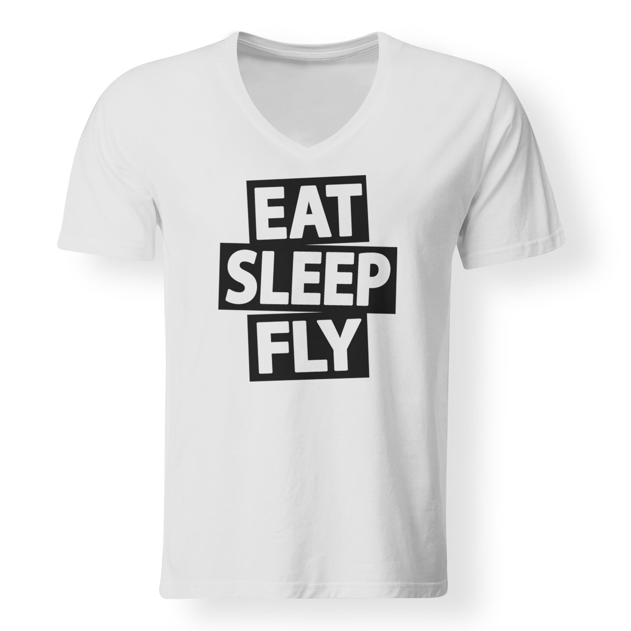 Eat Sleep Fly Designed V-Neck T-Shirts