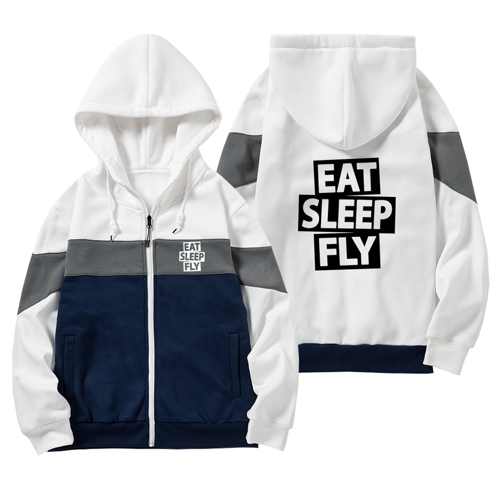 Eat Sleep Fly Designed Colourful Zipped Hoodies