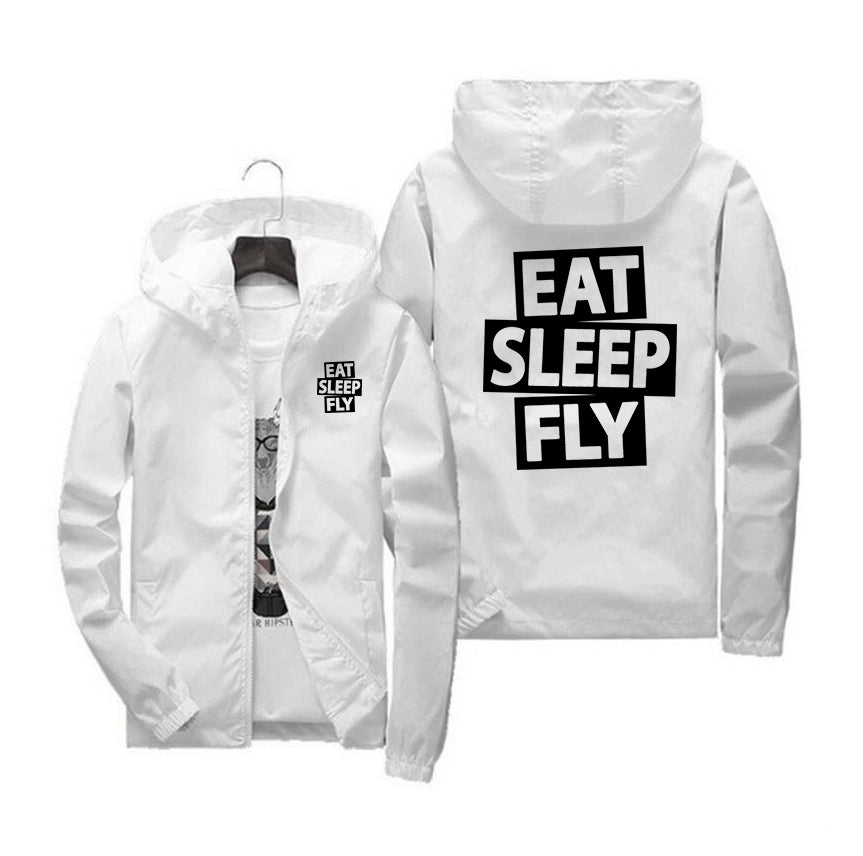 Eat Sleep Fly Designed Windbreaker Jackets