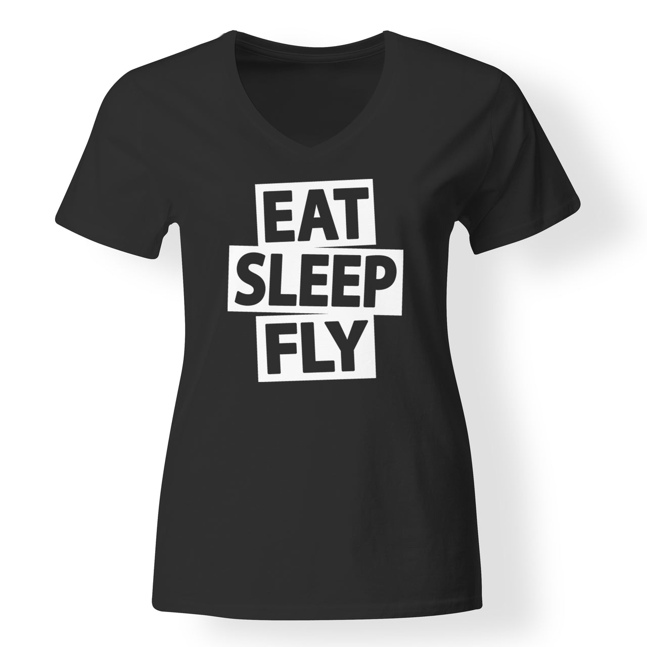 Eat Sleep Fly Designed V-Neck T-Shirts
