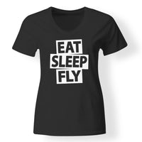 Thumbnail for Eat Sleep Fly Designed V-Neck T-Shirts