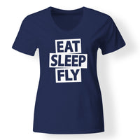 Thumbnail for Eat Sleep Fly Designed V-Neck T-Shirts