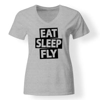 Thumbnail for Eat Sleep Fly Designed V-Neck T-Shirts