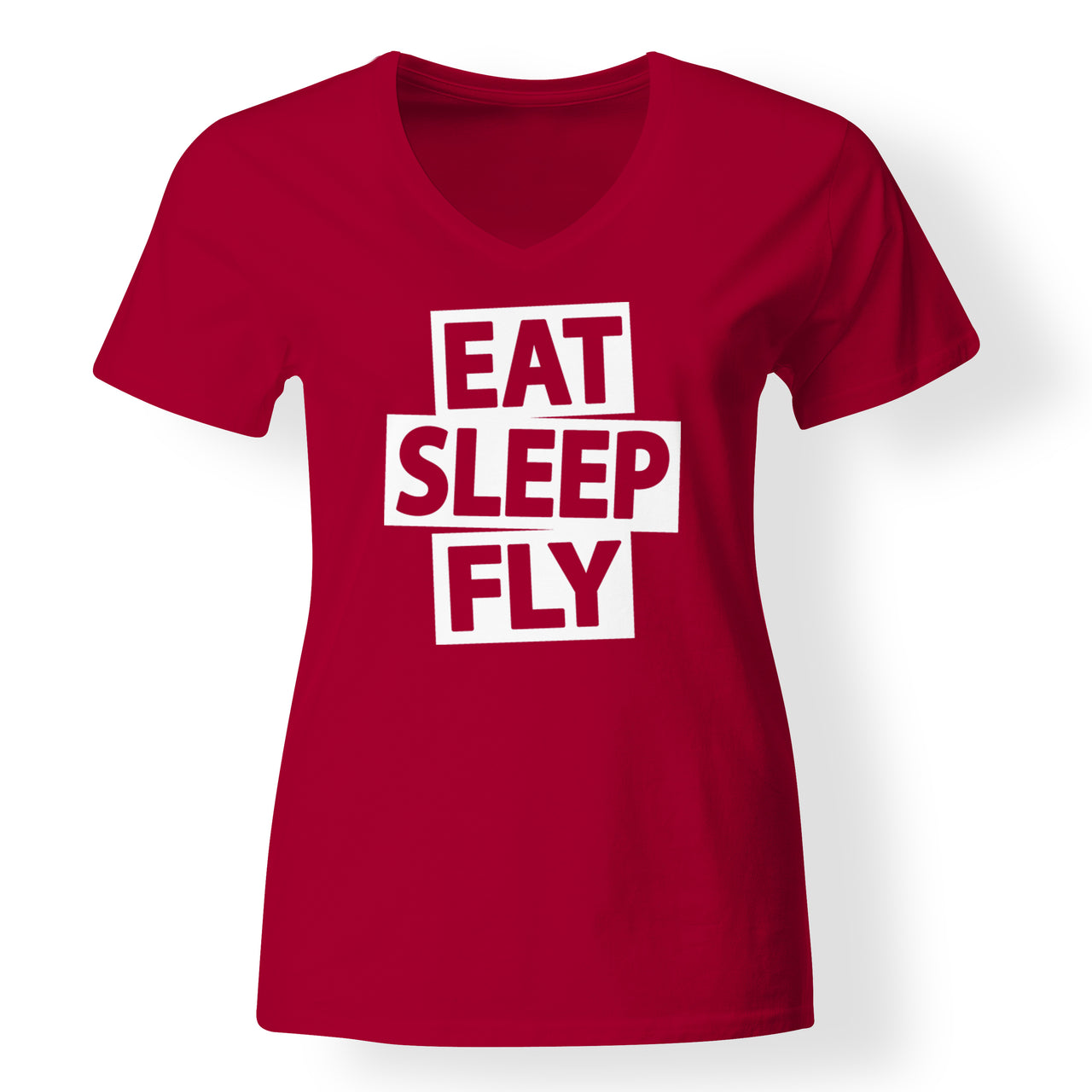 Eat Sleep Fly Designed V-Neck T-Shirts