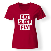 Thumbnail for Eat Sleep Fly Designed V-Neck T-Shirts