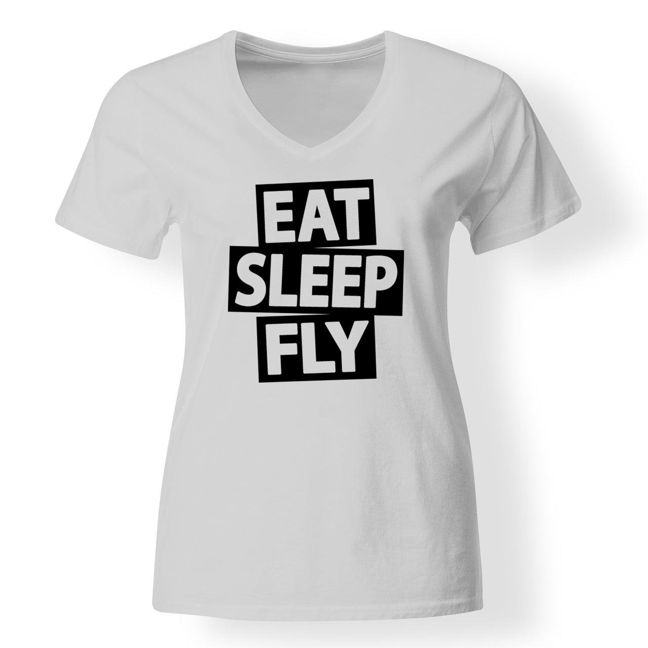 Eat Sleep Fly Designed V-Neck T-Shirts