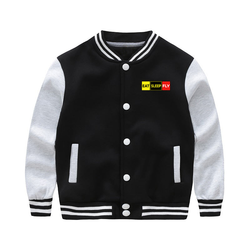 Eat Sleep Fly (Colourful) Designed "CHILDREN" Baseball Jackets