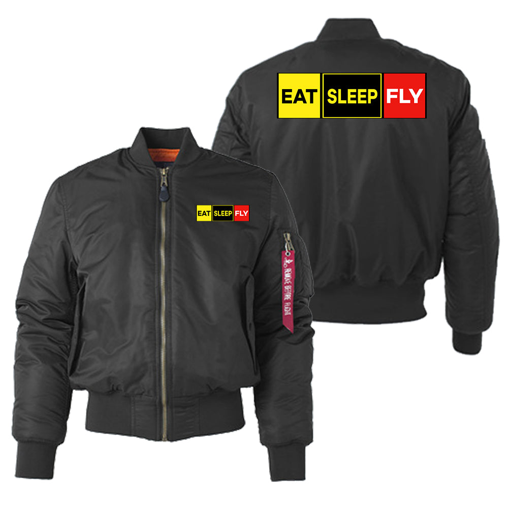 Eat Sleep Fly (Colourful) Designed "Women" Bomber Jackets