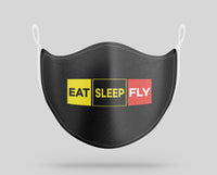 Thumbnail for Eat Sleep Fly (Colourful) Designed Face Masks