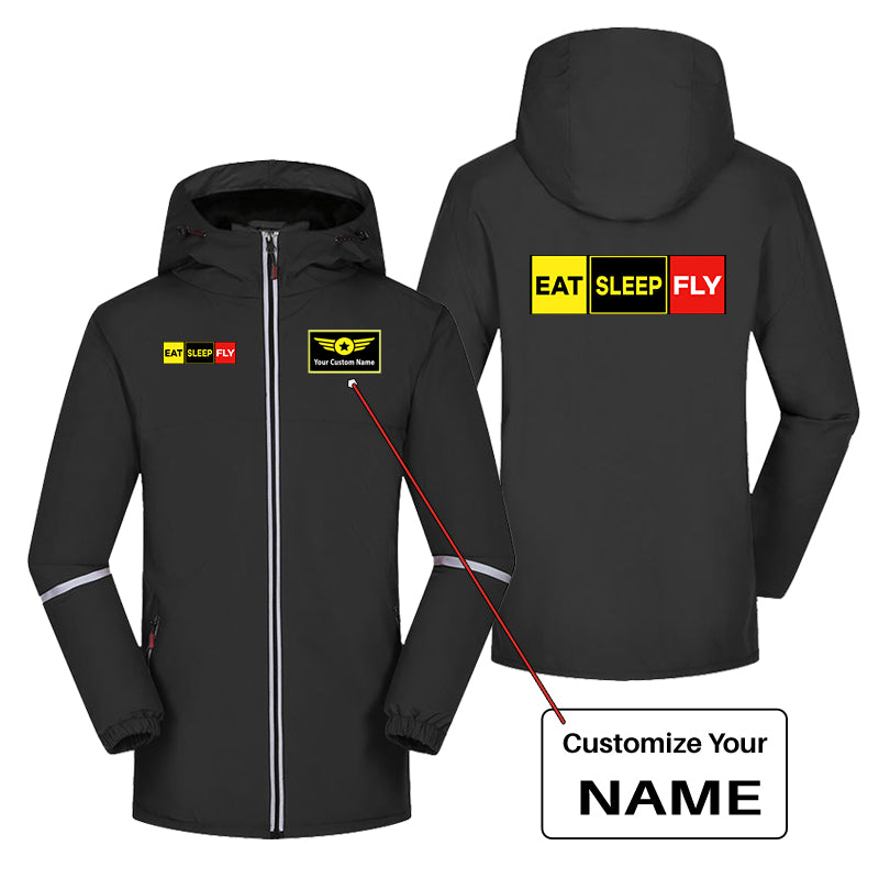 Eat Sleep Fly (Colourful) Designed Rain Coats & Jackets