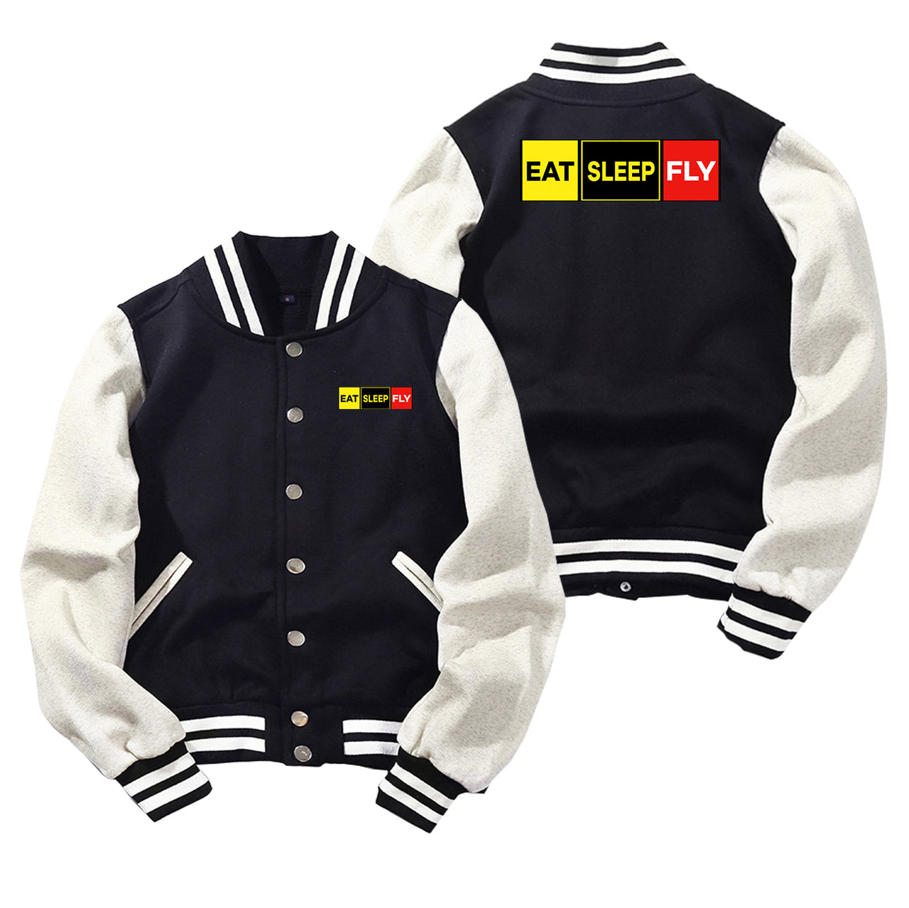 Eat Sleep Fly (Colourful) Designed Baseball Style Jackets