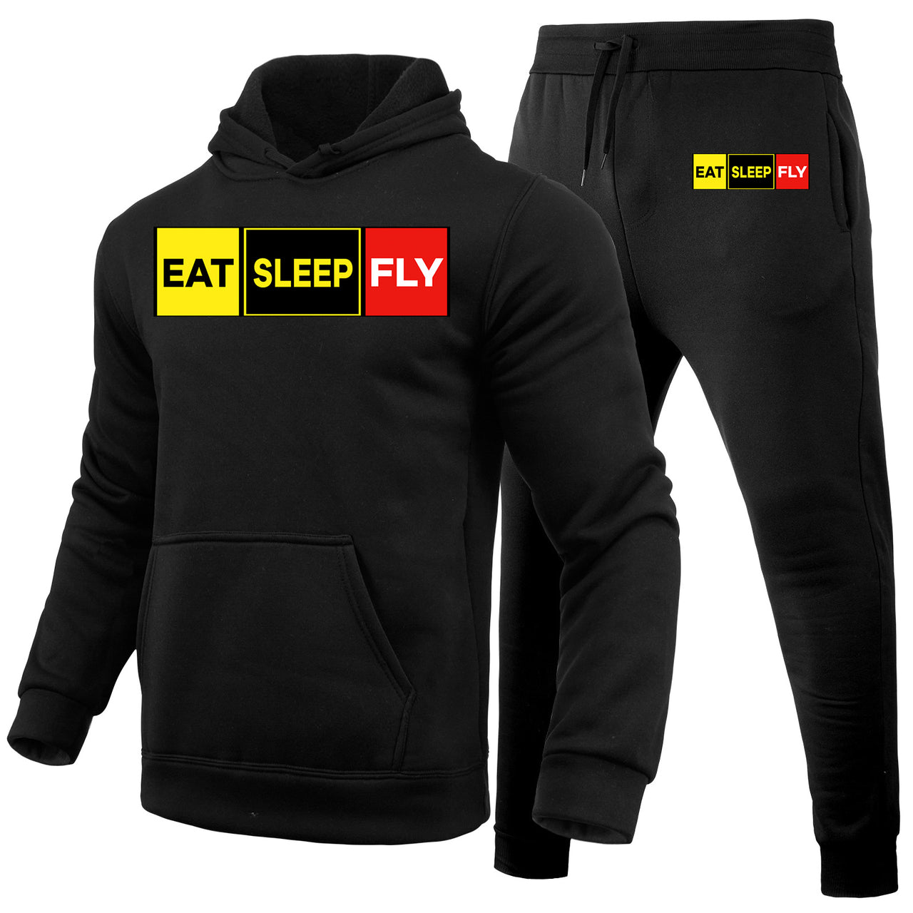 Eat Sleep Fly (Colourful) Designed Hoodies & Sweatpants Set