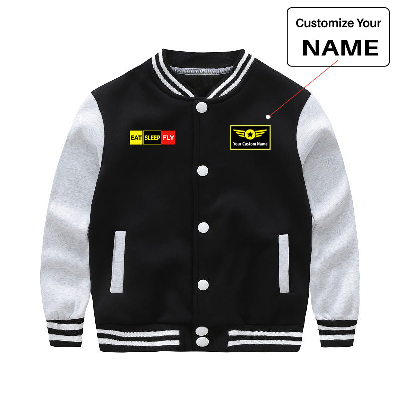 Eat Sleep Fly (Colourful) Designed "CHILDREN" Baseball Jackets