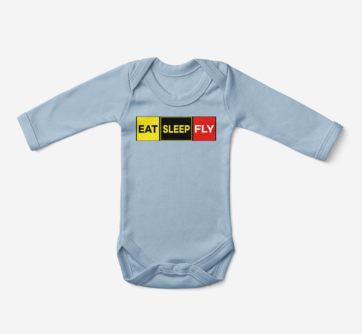 Eat Sleep Fly (Colourful) Designed Baby Bodysuits