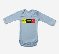 Thumbnail for Eat Sleep Fly (Colourful) Designed Baby Bodysuits