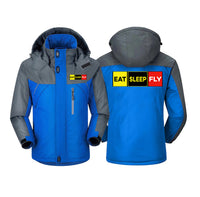 Thumbnail for Eat Sleep Fly (Colourful) Designed Thick Winter Jackets