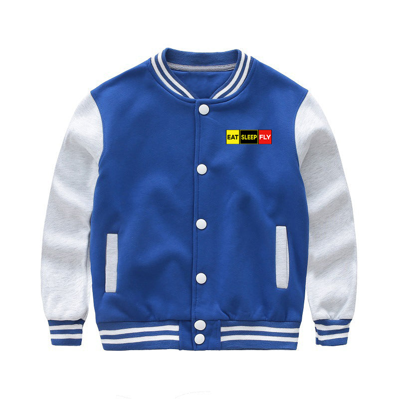 Eat Sleep Fly (Colourful) Designed "CHILDREN" Baseball Jackets