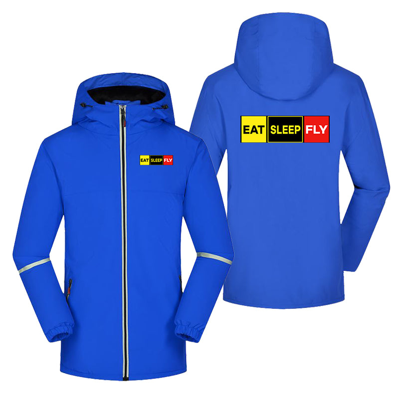 Eat Sleep Fly (Colourful) Designed Rain Coats & Jackets