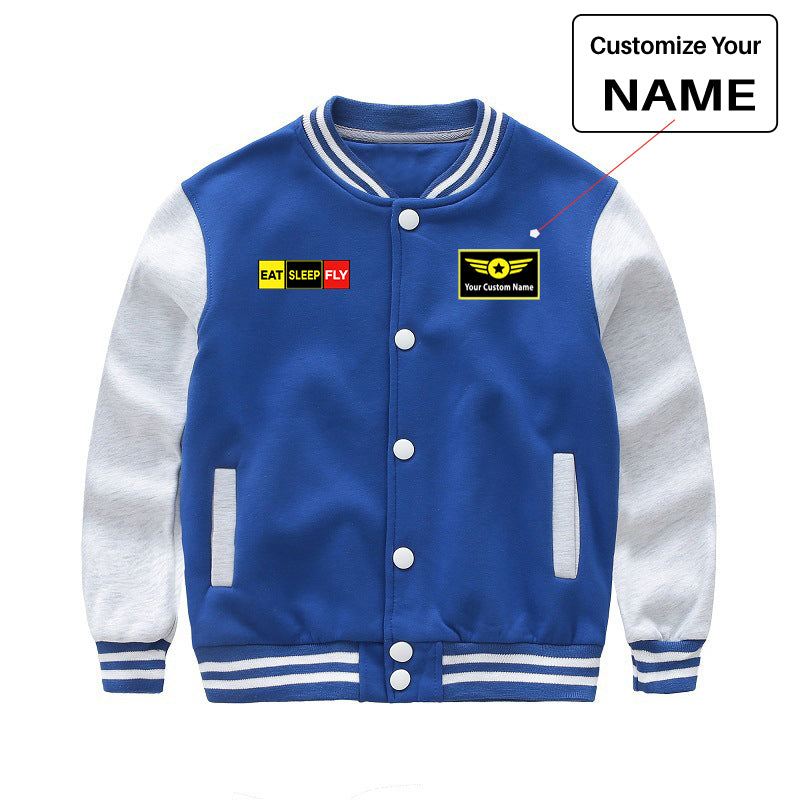 Eat Sleep Fly (Colourful) Designed "CHILDREN" Baseball Jackets