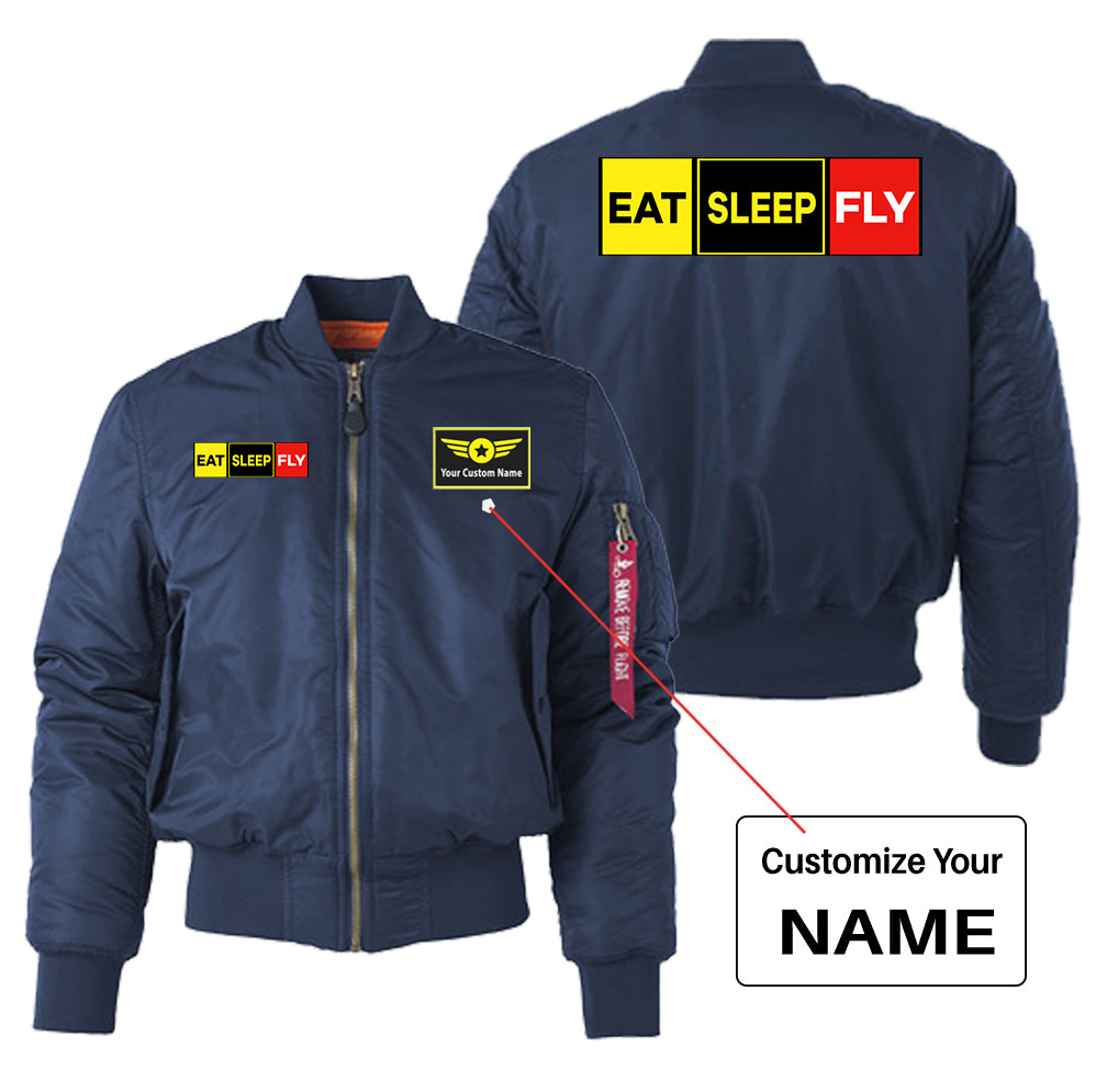 Eat Sleep Fly (Colourful) Designed "Women" Bomber Jackets