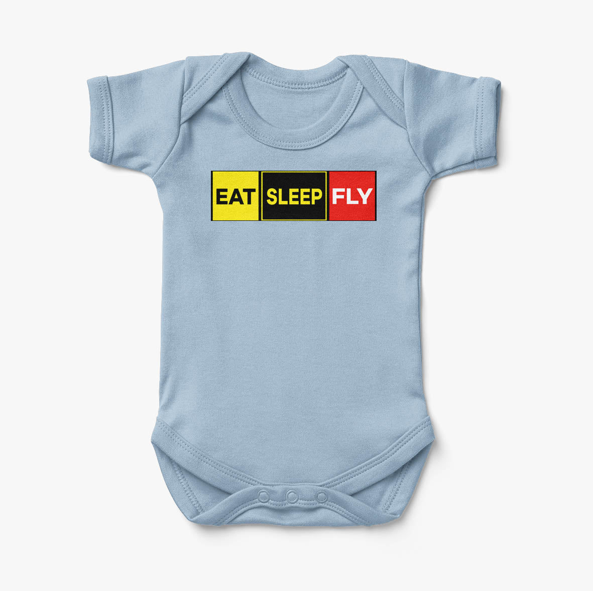 Eat Sleep Fly (Colourful) Designed Baby Bodysuits