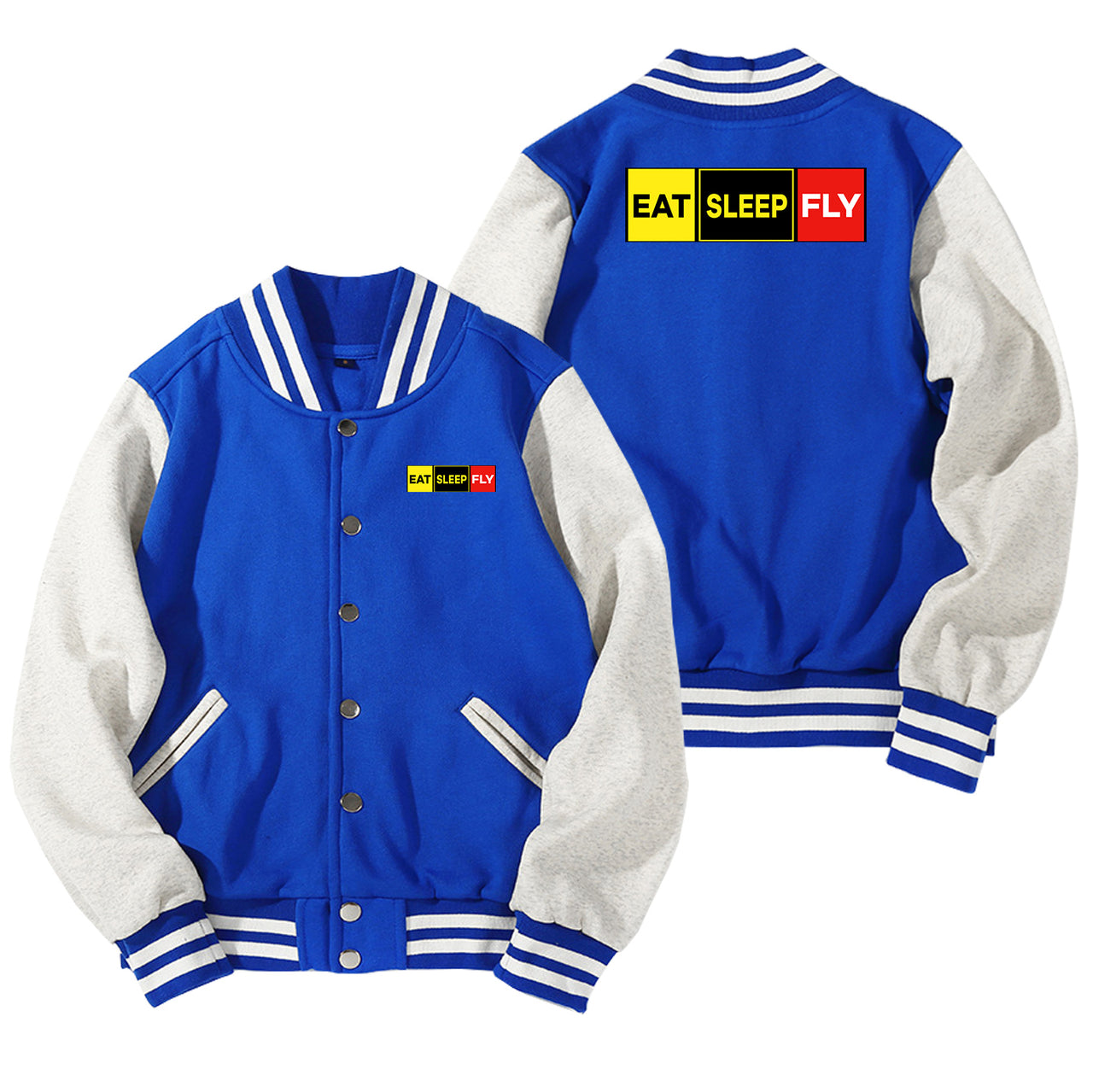 Eat Sleep Fly (Colourful) Designed Baseball Style Jackets