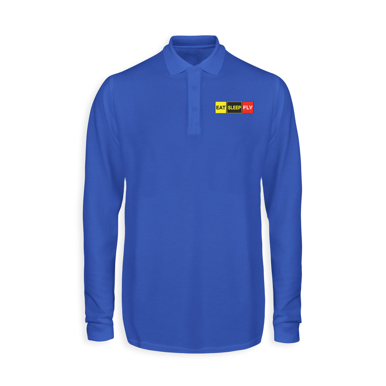 Eat Sleep Fly (Colourful) Designed Long Sleeve Polo T-Shirts
