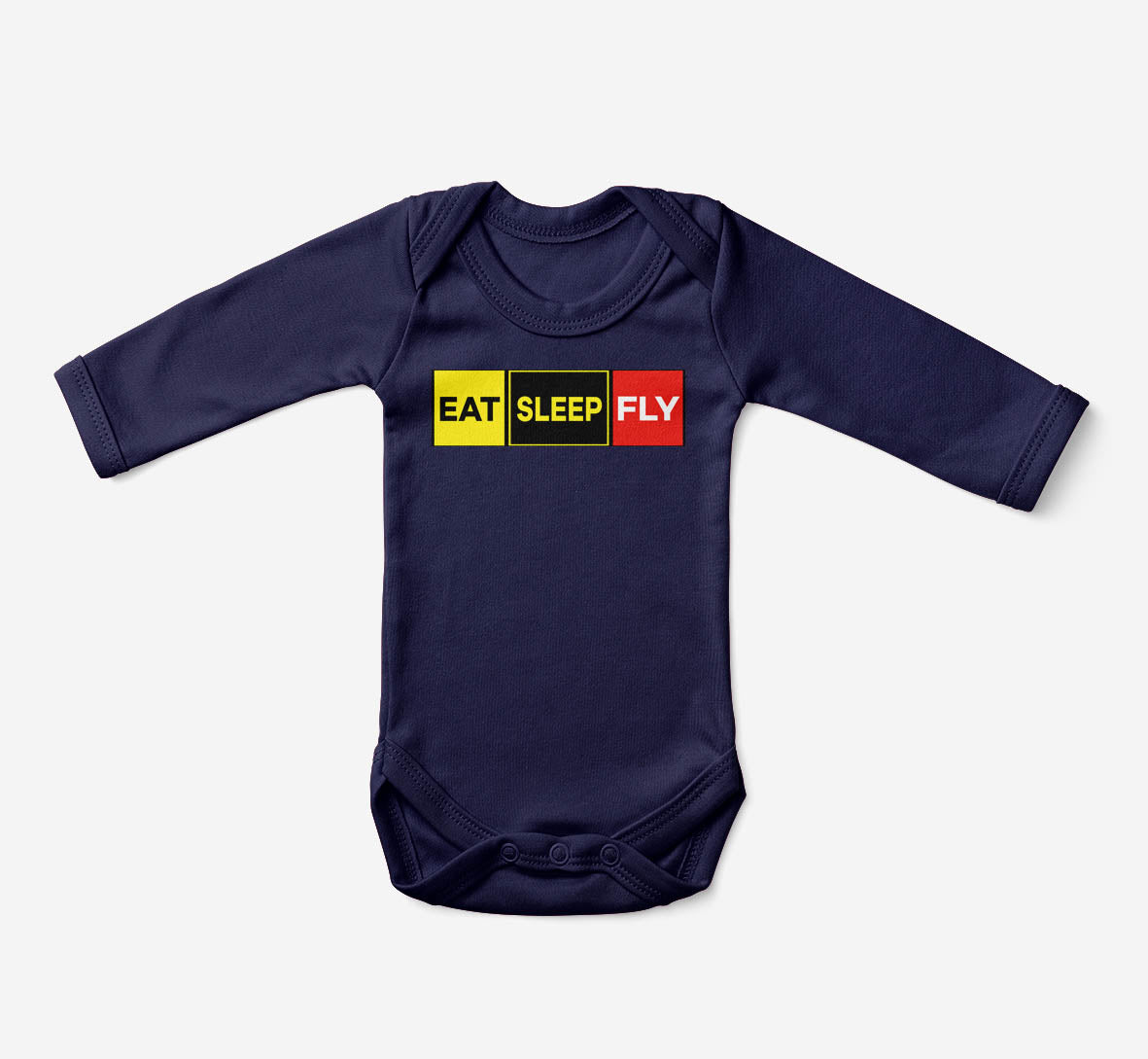 Eat Sleep Fly (Colourful) Designed Baby Bodysuits