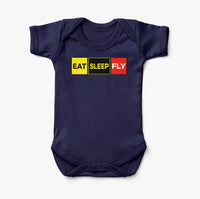 Thumbnail for Eat Sleep Fly (Colourful) Designed Baby Bodysuits
