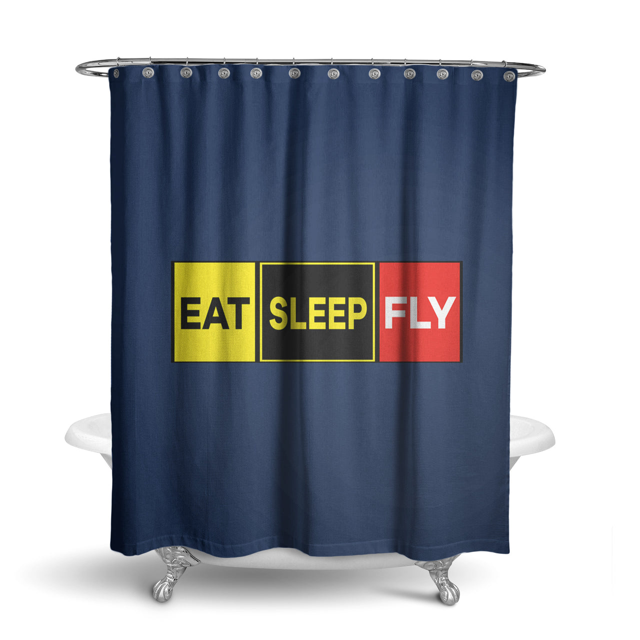 Eat Sleep Fly (Colourful) Designed Shower Curtains