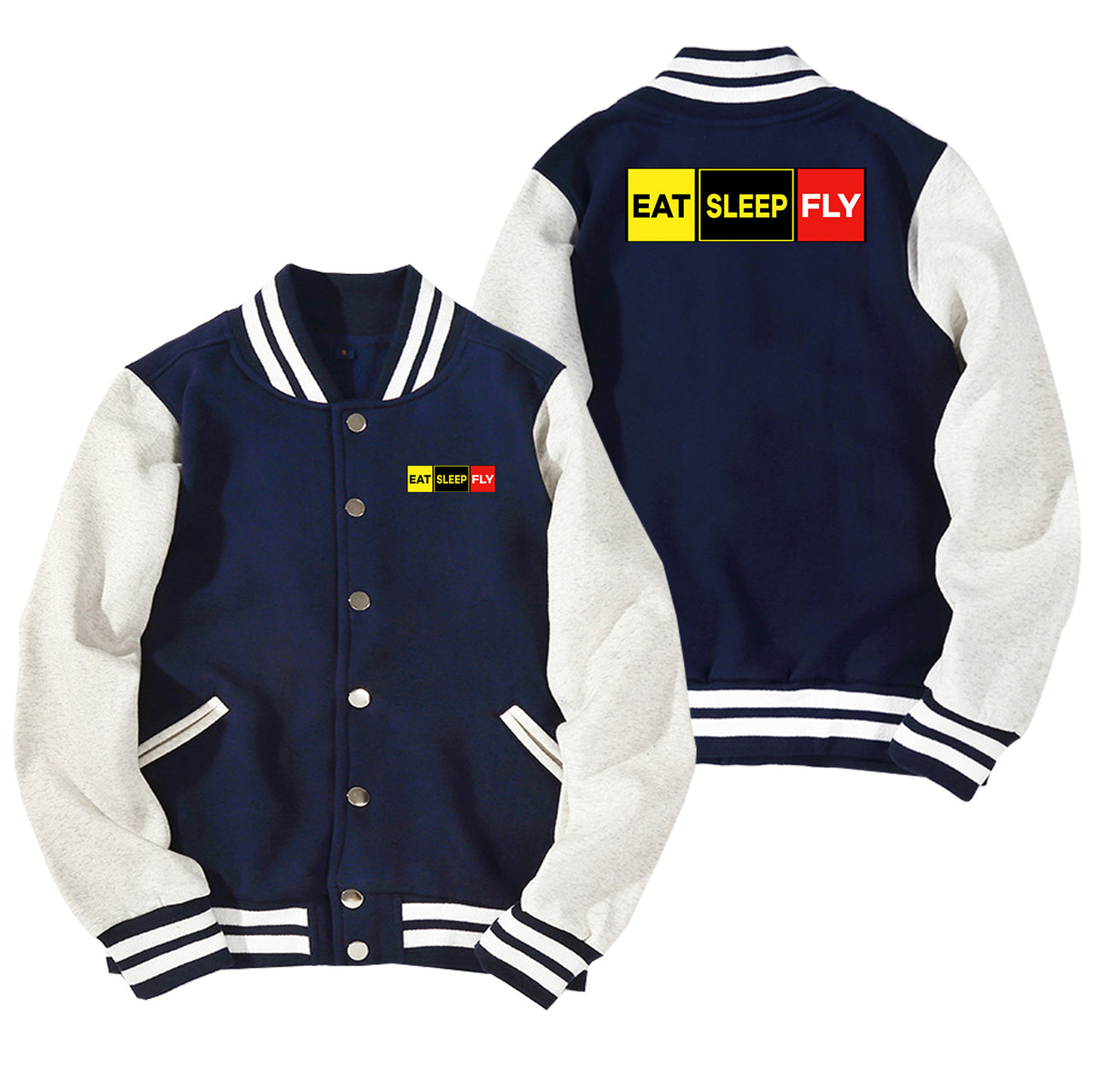 Eat Sleep Fly (Colourful) Designed Baseball Style Jackets