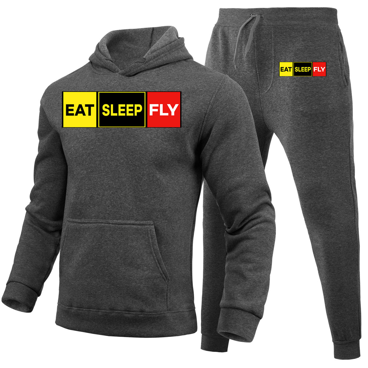 Eat Sleep Fly (Colourful) Designed Hoodies & Sweatpants Set