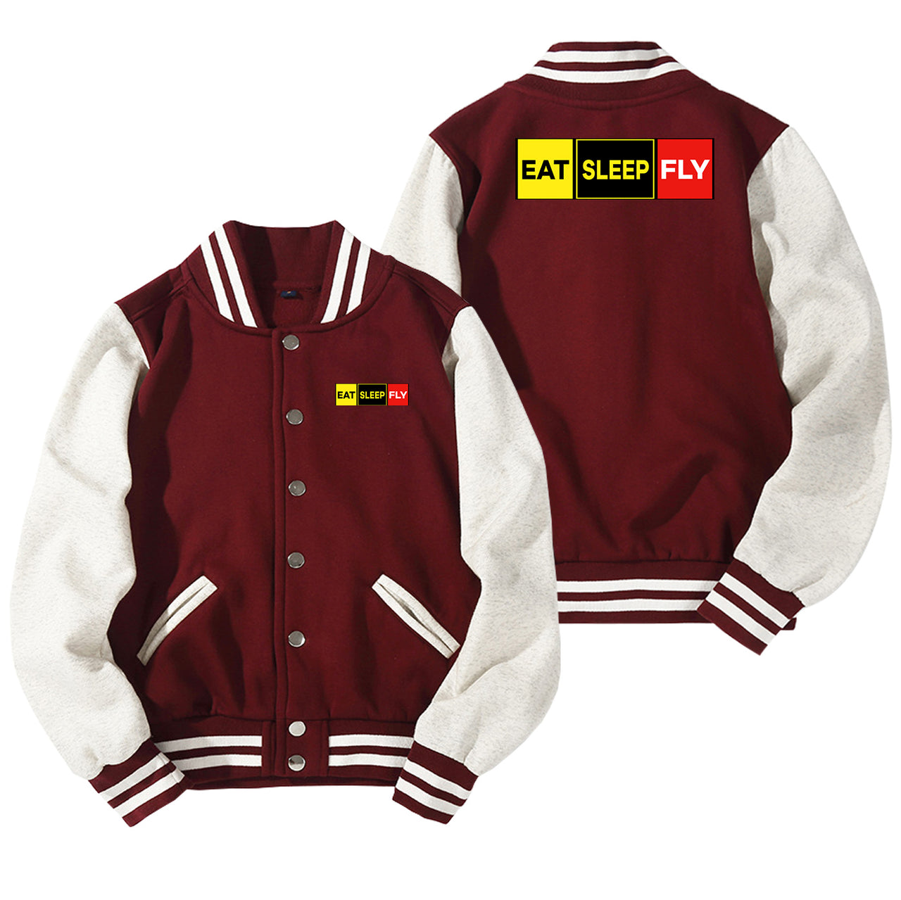 Eat Sleep Fly (Colourful) Designed Baseball Style Jackets