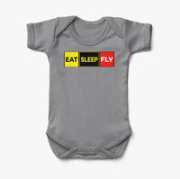 Thumbnail for Eat Sleep Fly (Colourful) Designed Baby Bodysuits