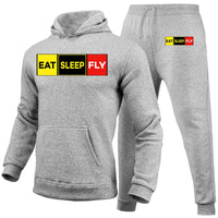 Thumbnail for Eat Sleep Fly (Colourful) Designed Hoodies & Sweatpants Set