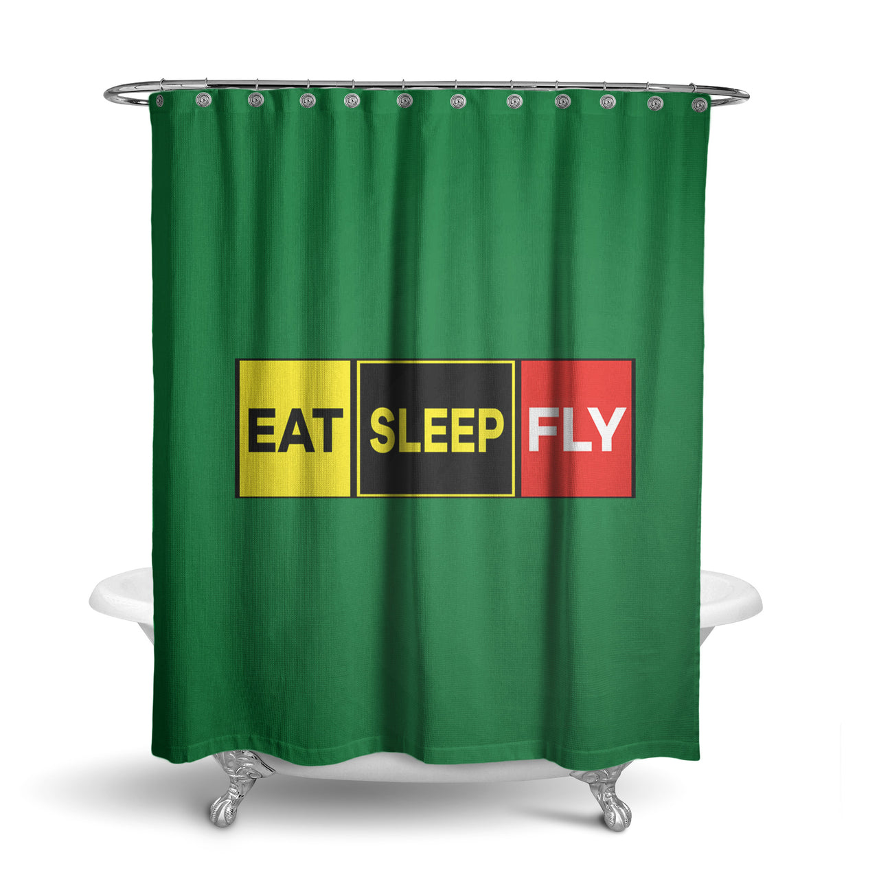 Eat Sleep Fly (Colourful) Designed Shower Curtains