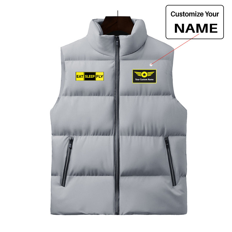 Eat Sleep Fly (Colourful) Designed Puffy Vests