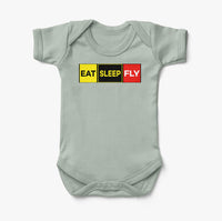 Thumbnail for Eat Sleep Fly (Colourful) Designed Baby Bodysuits