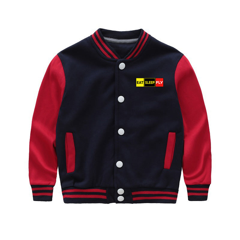 Eat Sleep Fly (Colourful) Designed "CHILDREN" Baseball Jackets