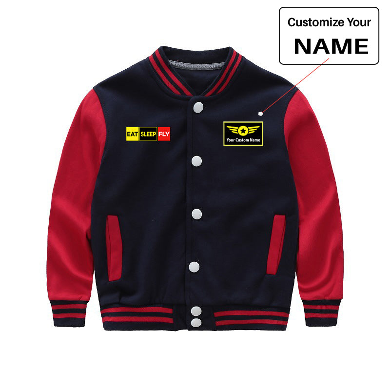 Eat Sleep Fly (Colourful) Designed "CHILDREN" Baseball Jackets