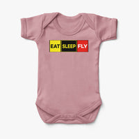 Thumbnail for Eat Sleep Fly (Colourful) Designed Baby Bodysuits