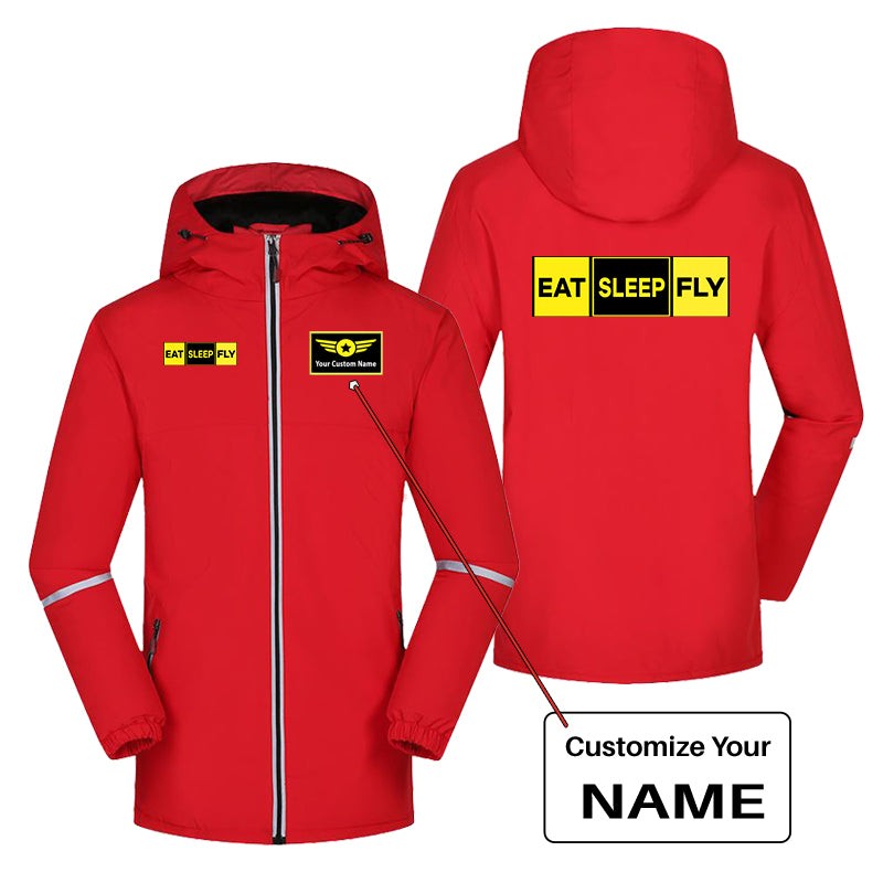 Eat Sleep Fly (Colourful) Designed Rain Coats & Jackets