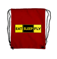 Thumbnail for Eat Sleep Fly (Colourful) Designed Drawstring Bags