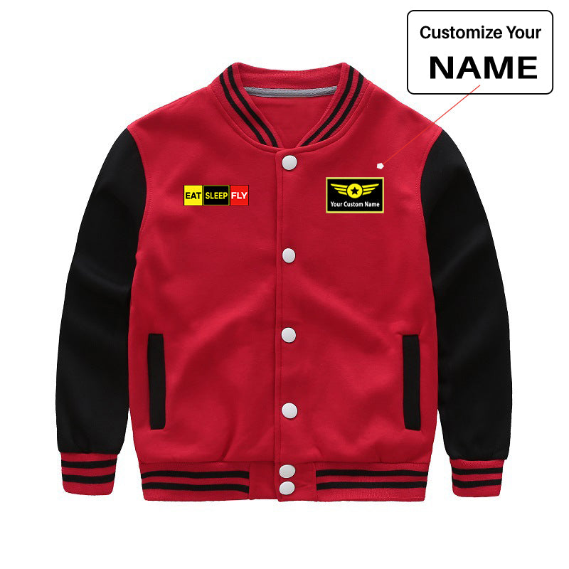 Eat Sleep Fly (Colourful) Designed "CHILDREN" Baseball Jackets
