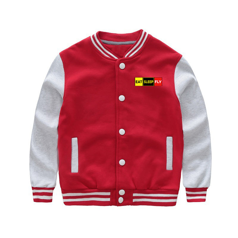 Eat Sleep Fly (Colourful) Designed "CHILDREN" Baseball Jackets