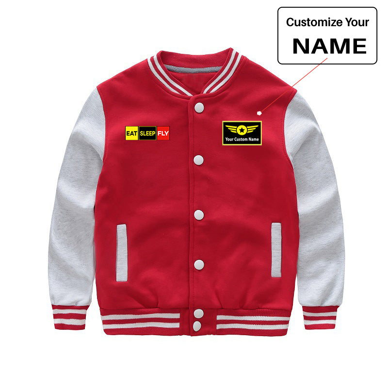 Eat Sleep Fly (Colourful) Designed "CHILDREN" Baseball Jackets