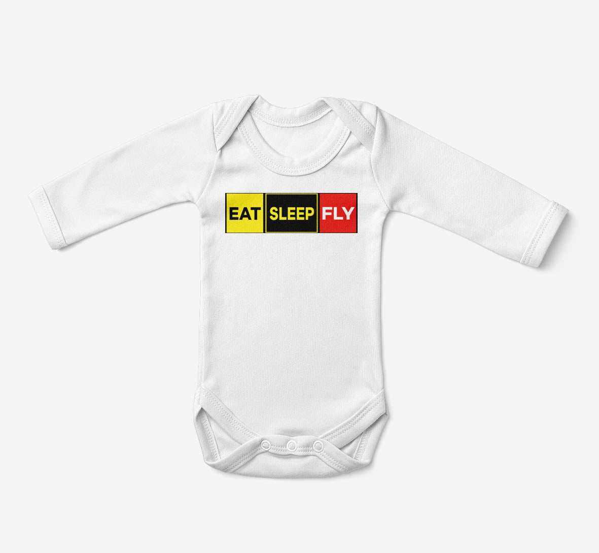 Eat Sleep Fly (Colourful) Designed Baby Bodysuits