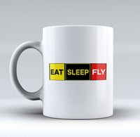 Thumbnail for Eat Sleep Fly (Colourful) Designed Mugs