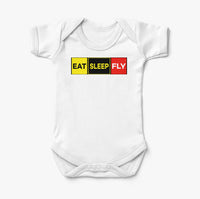 Thumbnail for Eat Sleep Fly (Colourful) Designed Baby Bodysuits